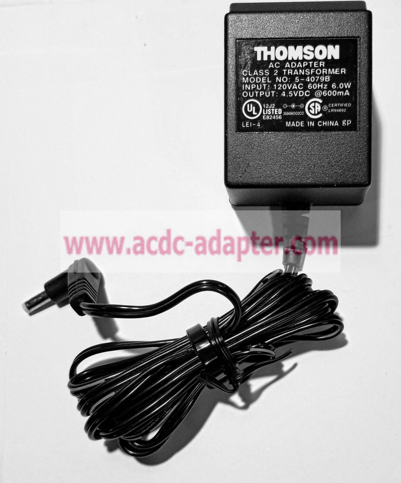 New Thomson 120V 4.5V 600mA 5-4079B DC Adapter Power Supply Class 2 Transformer